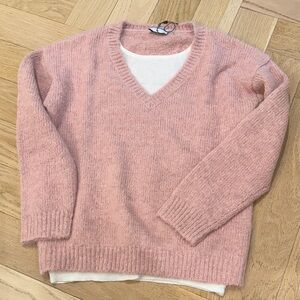 LNA clothing Pink V-Neck Women's Sweater